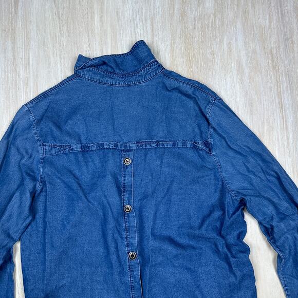 Neon Buddha Button Down Long Sleeve Chambray Denim Classic Casual Shirt Large - Picture 8 of 16